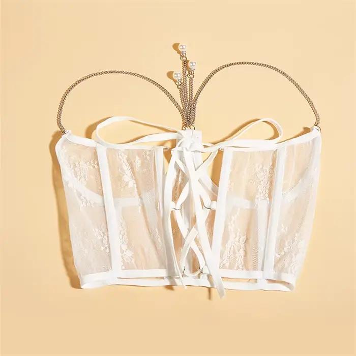 Ceinture de Corset en maille transparente pour femmes