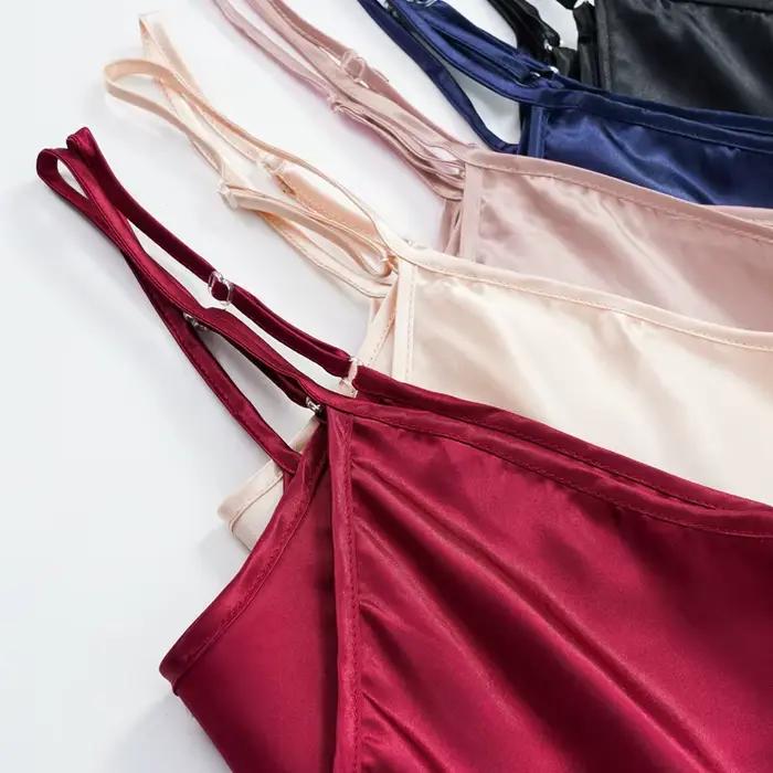 Robe de nuit Sexy en Satin de soie pour femmes