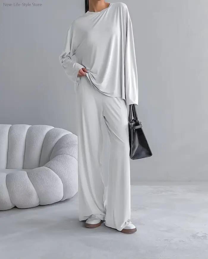 Pyjama en modal doux à manches longues et pantalons longs