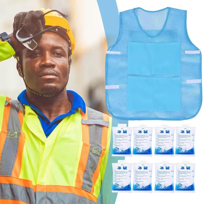 Gilet rafraîchissant avec 8 pochettes de glace, veste de refroidissement corporel, protection contre la chaleur extérieure, vêtements de travail pour les voyages, le travail quotidien et l'été