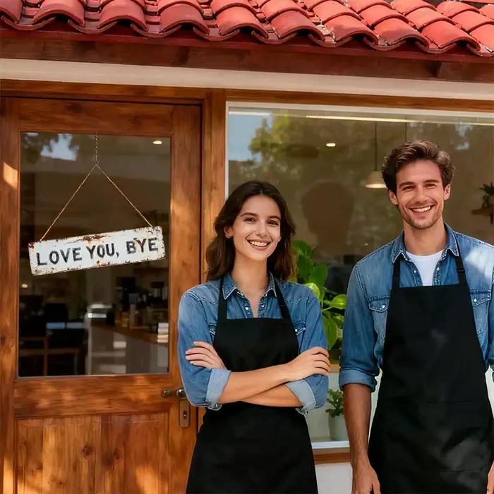 Panneau métallique « Love You Bye », « Love You, Bye » – Panneau mural vintage en métal, idéal pour les cuisines de style farmhouse classique, les couloirs et les entrées.