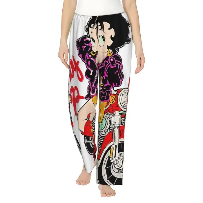 Pantalon de pyjama Betty Boop pour femme, détente hivernale, polyester et élasthanne, poches pratiques, couleurs variées, confort et sécurité nocturne