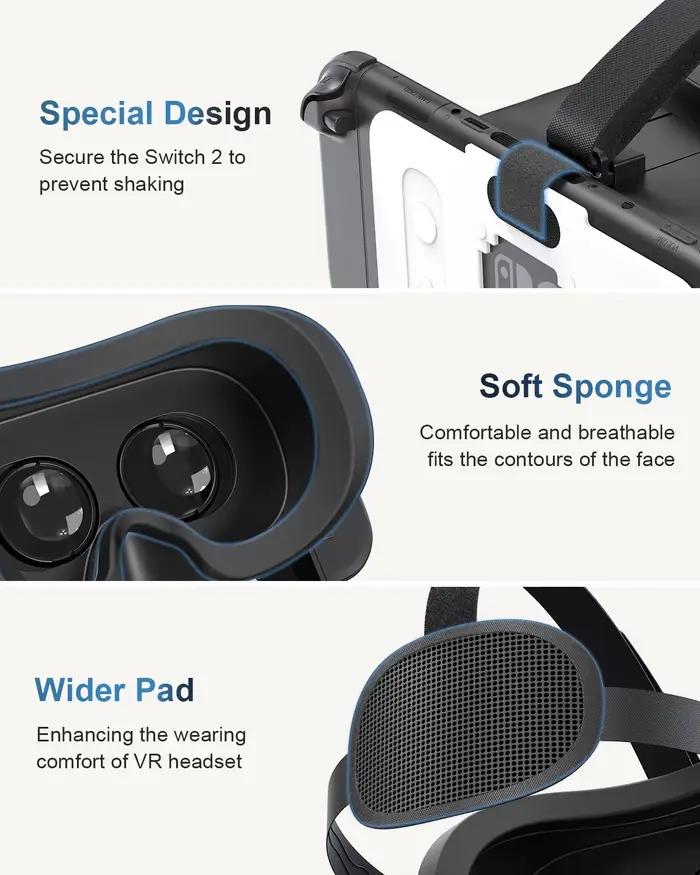 Casque VR HD 3D pour Nintendo Switch 2, lunettes VR améliorant l'expérience de jeu immersive avec des images claires pour Switch 2
