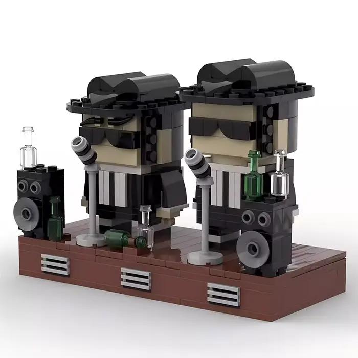 Bricklink Bluesbrothers figurines d'action briques tête et Bluesmobile 1974 Dodge Monaco véhicules de vitesse blocs de construction de voiture jouets pour enfants