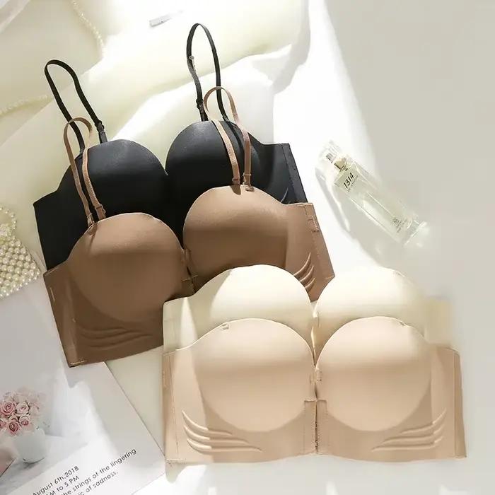 Soutien-gorge sans bretelles à boutons sur le devant pour femmes