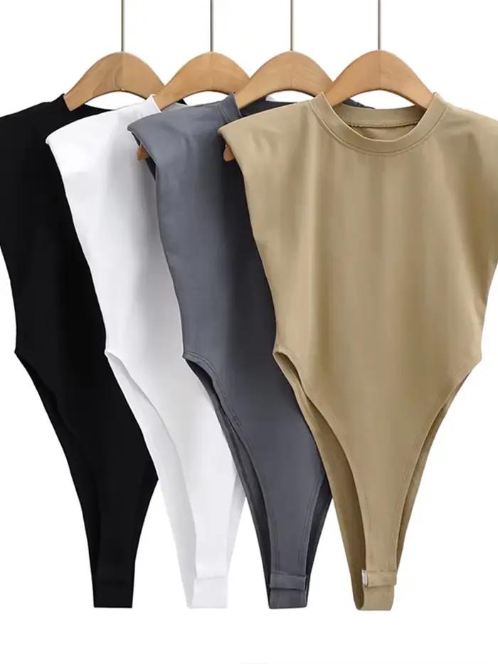 Hauts sexy femmes été moulants rembourrés épaules body noir blanc pour femmes sexy club style occasions spéciales