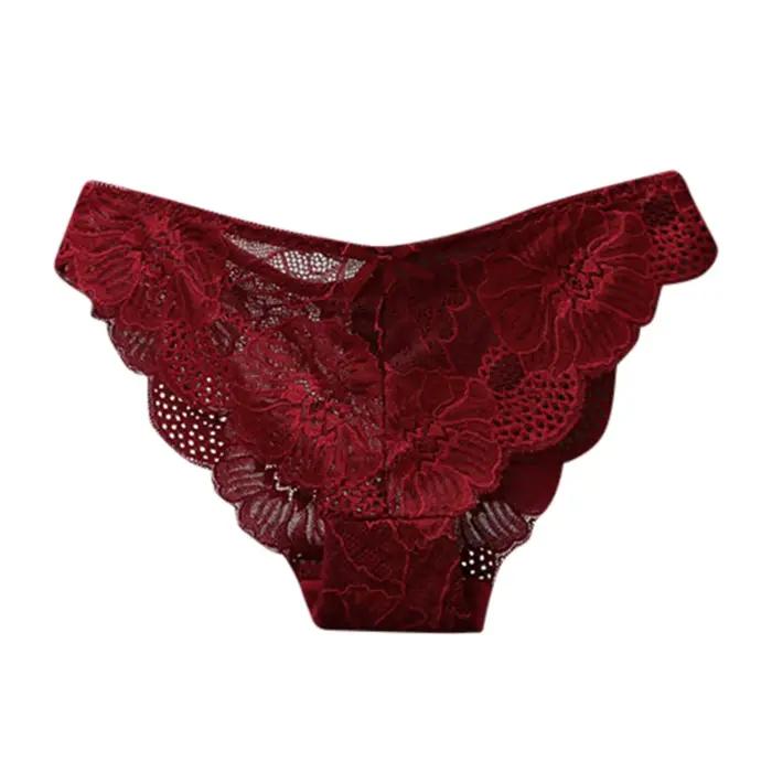 Culotte en dentelle florale transparente pour femme