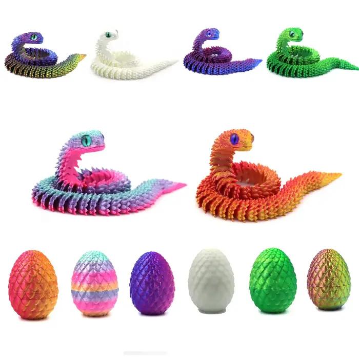 Figurine d'action imprimée en 3D, œuf de serpent, jouets créatifs anti-Stress, figurines d'anime à Rotation mobile, ornements de bureau, cadeau