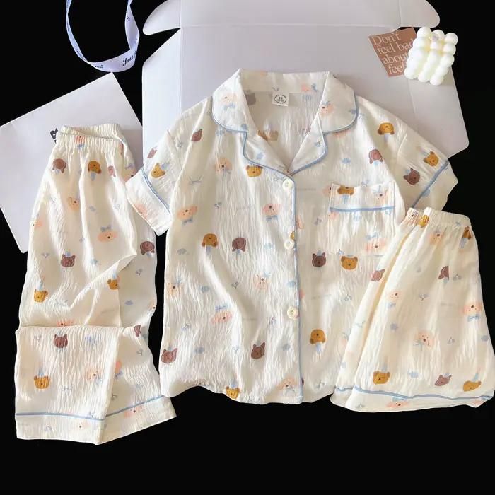 Ensemble pyjama trois pièces à motif animalier de dessin animé