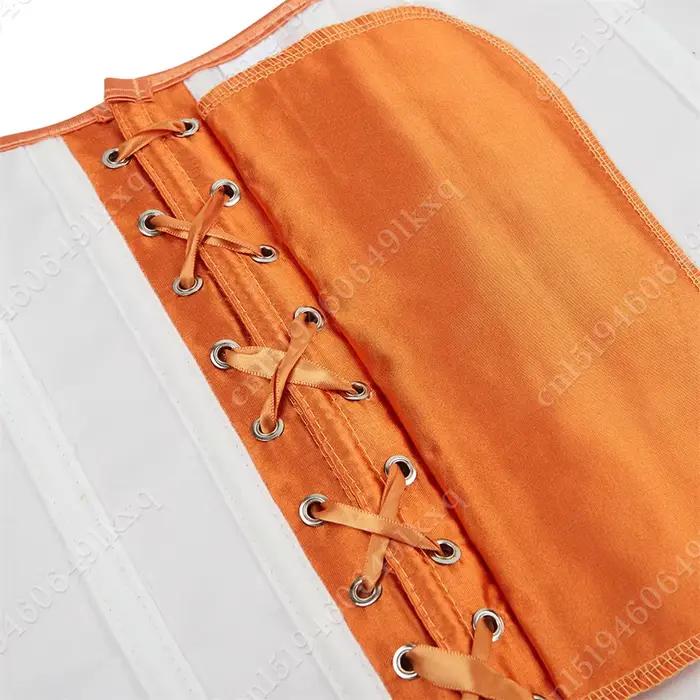 Hauts Corset pour femmes surbuste Bustier Satin Sexy à lacets Corset Orange