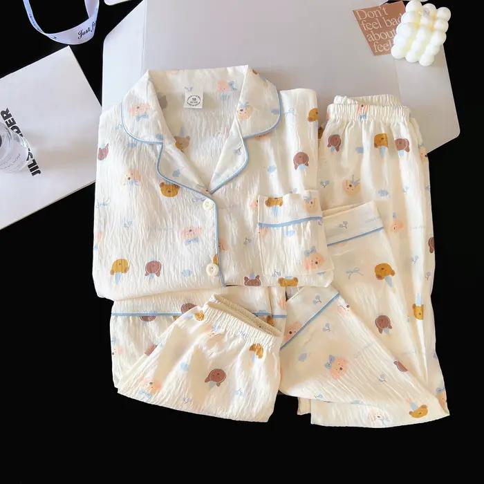 Ensemble pyjama trois pièces à motif animalier de dessin animé