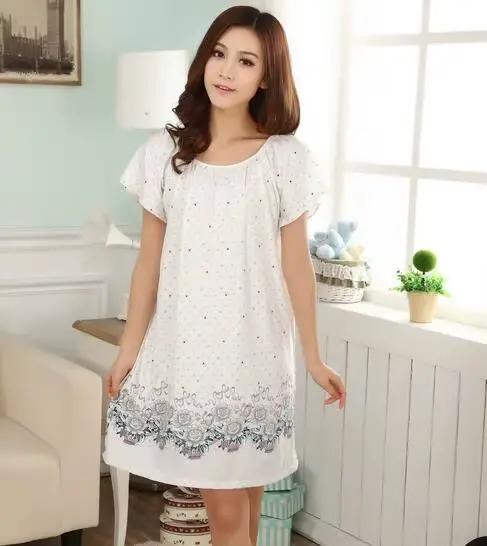 Salon imprimé chemises de nuit femme nouveau coton vêtements