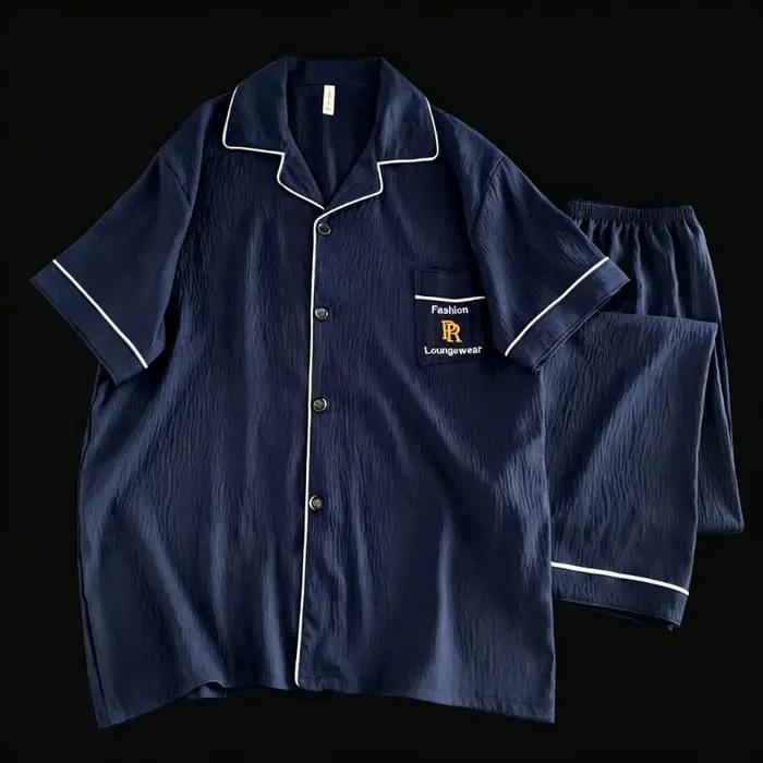Ensemble de pyjama homme grande taille L-5XL, broderie lettre, mode décontractée, surdimensionné, été, nouveauté 2026, ensemble deux pièces