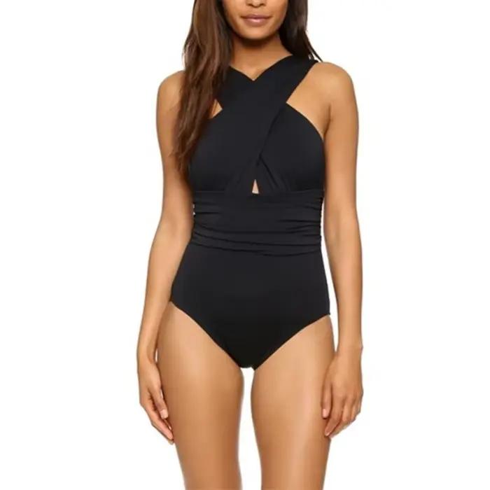 NADANBAO − Maillot de bain une pièce, design tendance, croisé devant, noir, sexy, dos nu, pour femmes, vêtements de plage, d'été