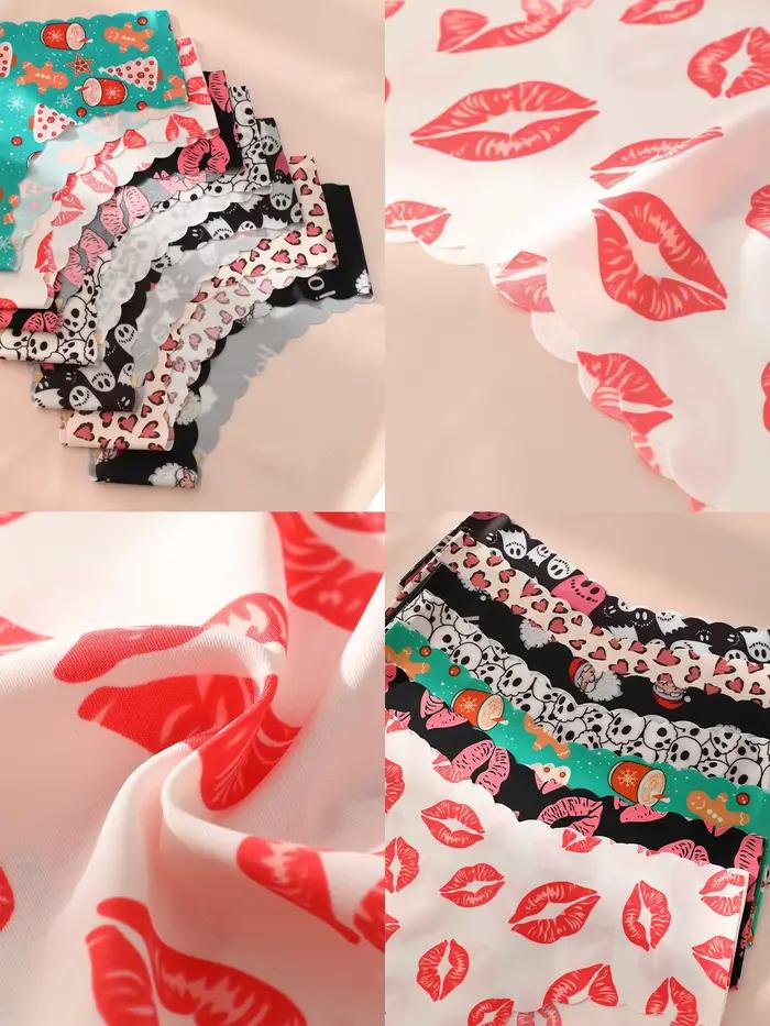 Ensemble de 7 culottes triangulaires sans couture, confortables, élastiques et ajustées pour femmes, idéales pour Halloween et Noël, adaptées à un usage quotidien