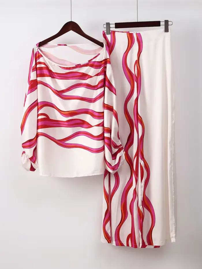 Pyjama Imprime Satin Femme Mode Amissié Pantalon Long Bleu Ciel Jaune Or Rose Occasions Spéciales Nuits Précieuses