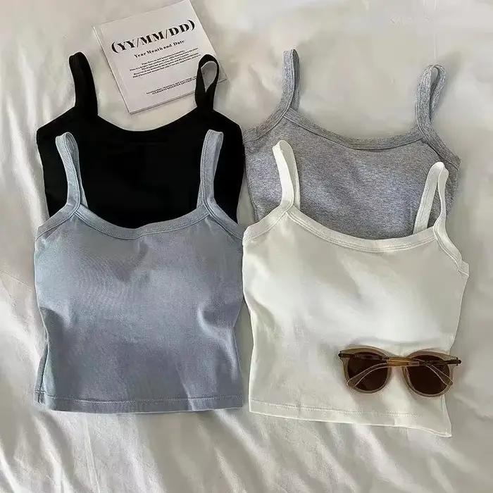 Camisole d'été polyvalente avec soutien-gorge intégré pour femme