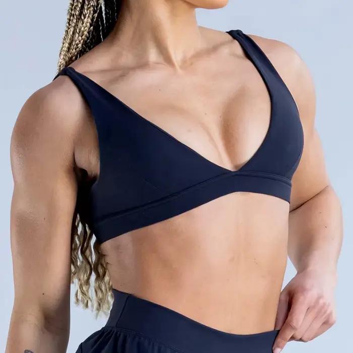 Soutien-gorge de sport minimaliste rembourré pour la gym, le fitness, le cyclisme, le yoga, sans coutures et dos nu pour femme
