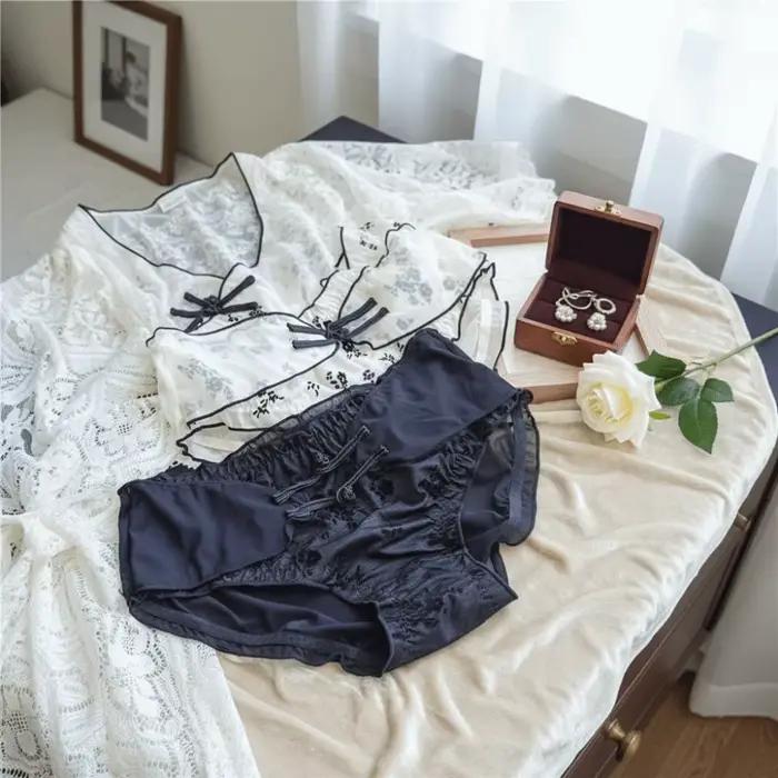 Culotte Femme Taille Basse Style Chinois avec Volants et Boucles