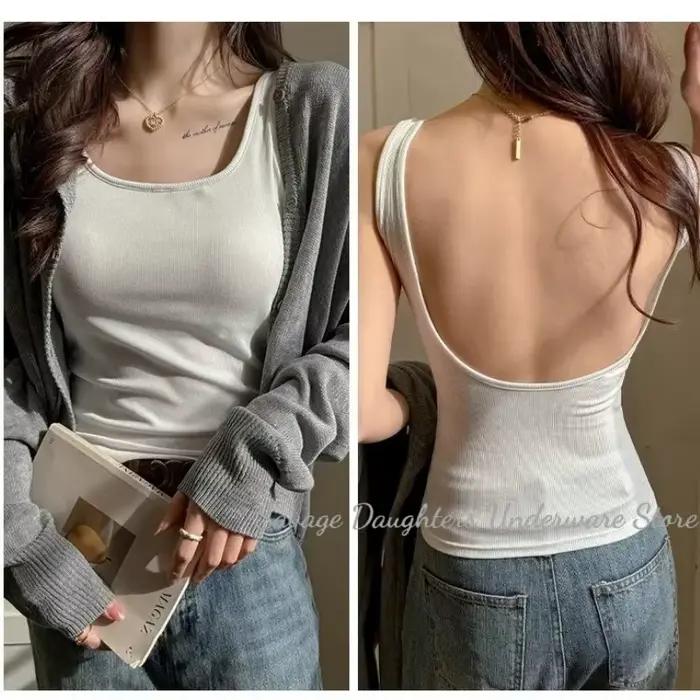 Débardeurs sans dos avec soutien-gorge intégré pour femme