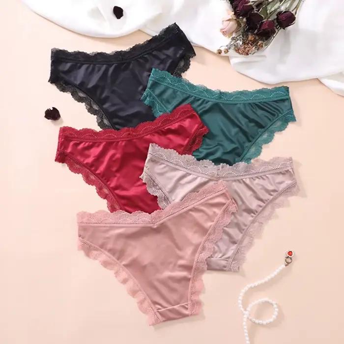 TERMEZY Lingerie féminine confortable en satin de soie ajourée