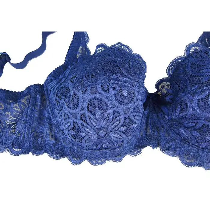 Soutien-gorge en dentelle bleu et noir pour femmes
