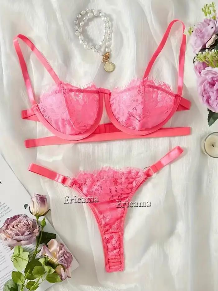 Lenceria Babydoll Ensemble soutien-gorge et culotte sexy Lingerie Intime Femmes Dentelle