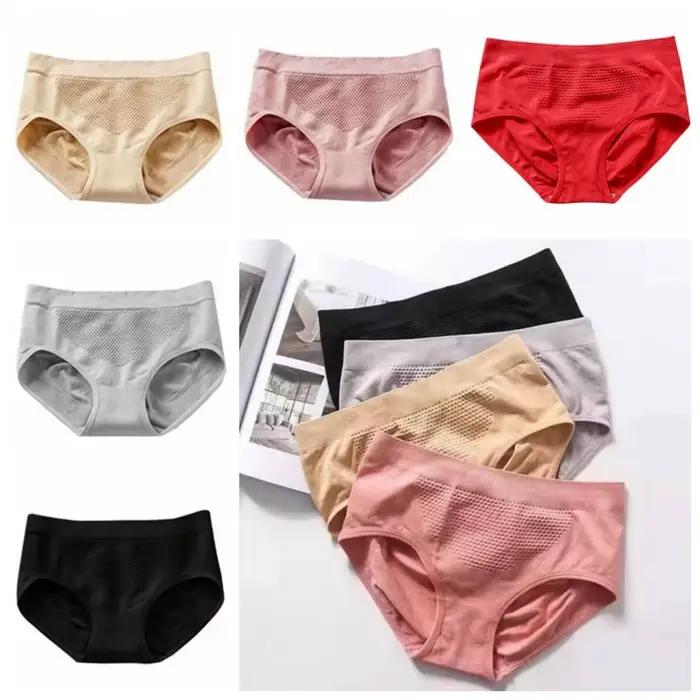 5 pièces élastique taille moyenne Simple caleçon coton entrejambe culotte sans couture slips couleur unie femmes sous-vêtements cadeau