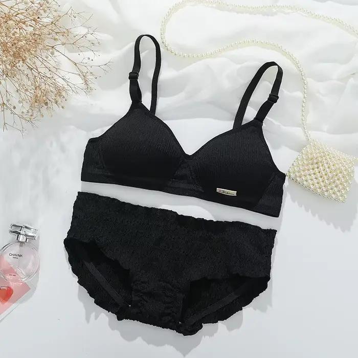 Femmes ensemble de soutien-gorge Sport Lingerie sans fil Bralette haut Sexy taille basse culotte femme sans couture