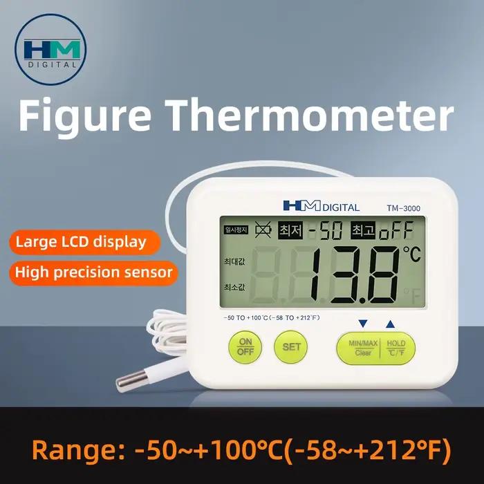 Testeur de température thermomètre numérique LCD -50 à 100 ℃ Compteur de température avec sonde externe, alarme de surtempérature, dos magnétique puissant