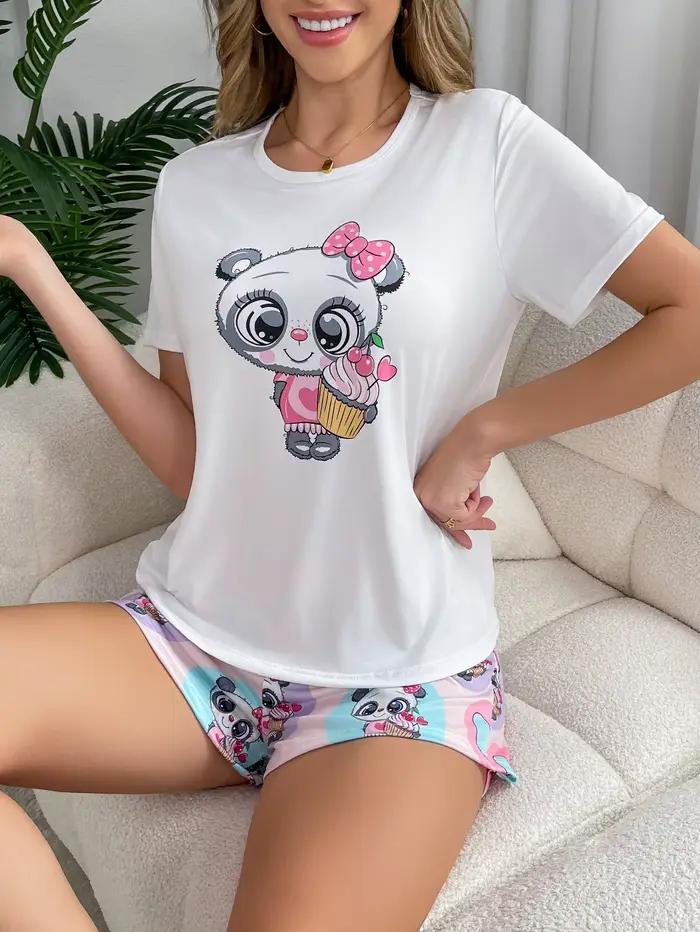 Ensemble pyjama design panda de dessin animé pour femmes