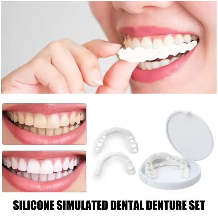 2 paires de prothèses dentaires à mâchoire supérieure et inférieure, soins pour prothèses dentaires, confort, protégez vos dents, fausses dents parfaites pour hommes et femmes