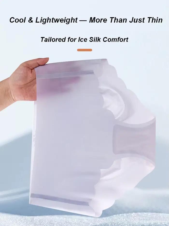 Culottes en soie glacée pour femmes grandes tailles, ultra fines, respirantes, sous-vêtements 3D anti-pli, culottes sans couture avec entrejambe en coton