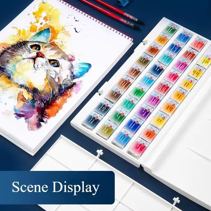 Ensemble de peinture pour aquarelles, 16/24 couleurs, nuits blanches, Sonnet, artistes, couleurs vives et vives, casseroles complètes, boîte en Carton de 2.5ml pour dessin d'étudiant