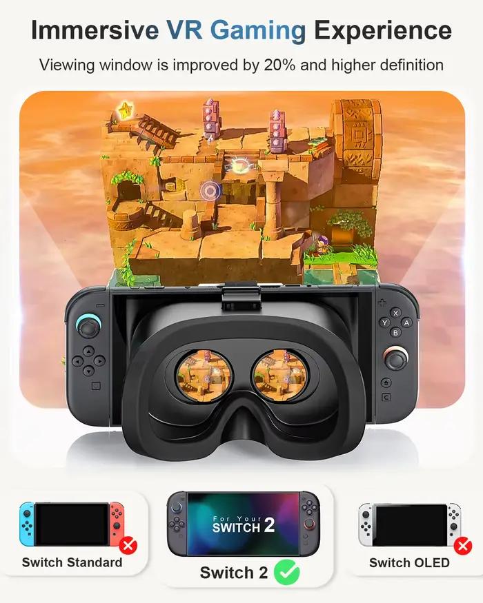 Casque VR HD 3D pour Nintendo Switch 2, lunettes VR améliorant l'expérience de jeu immersive avec des images claires pour Switch 2