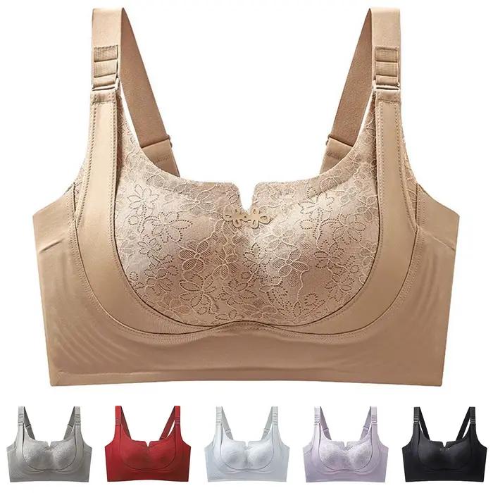 Soutien-gorge à la mode pour femmes, motif floral, bretelles réglables, couleur unie, lingerie élégante, confortable et respirante