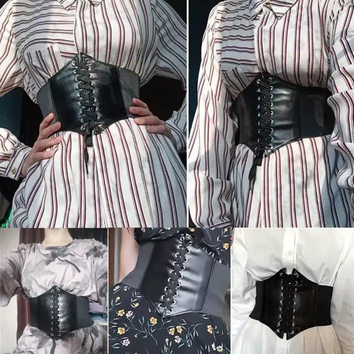 Corset Large Ceintures En Cuir PU Minceur Ceinture pour Femmes Taille Élastique