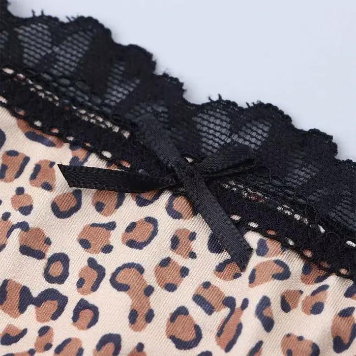 Léopard T-BACK loi taille nœud G-String string sous-vêtements coréens femmes culottes slips