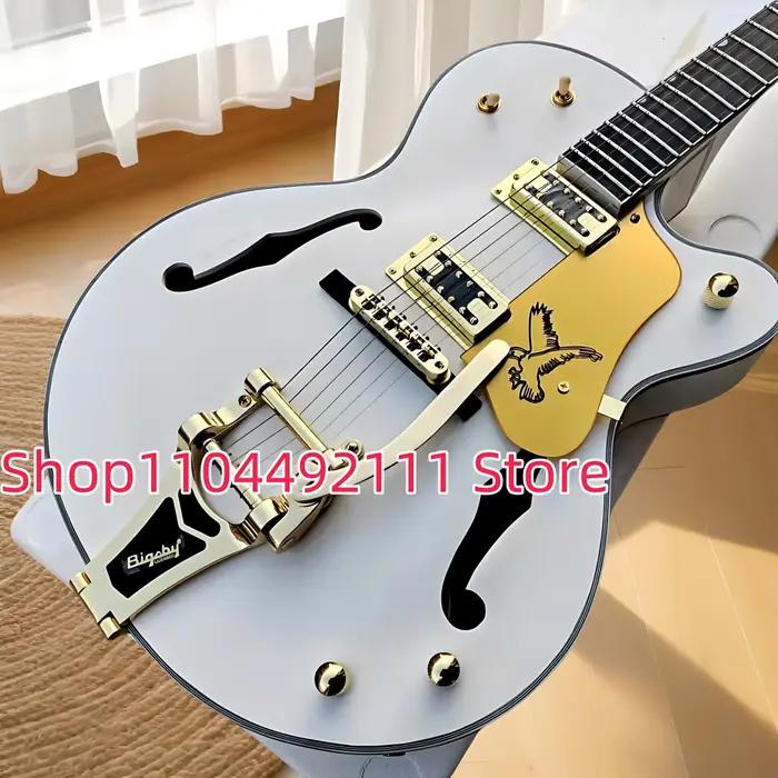 Guitare électrique Jazz à corps Semi-creux de bonne qualité, avec touche Bigs Tremolo en ébène, haute qualité, personnalisable, offre spéciale