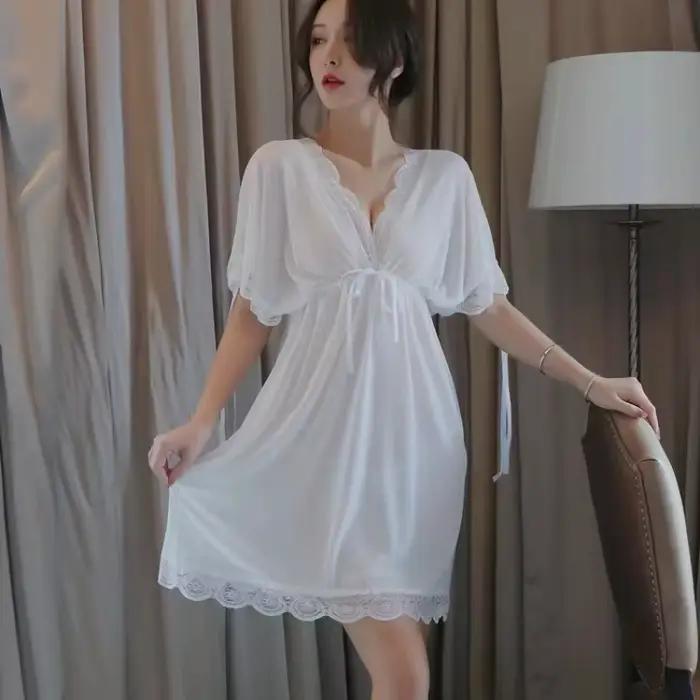 Chemises de nuit sexy femmes soie dentelle vêtements