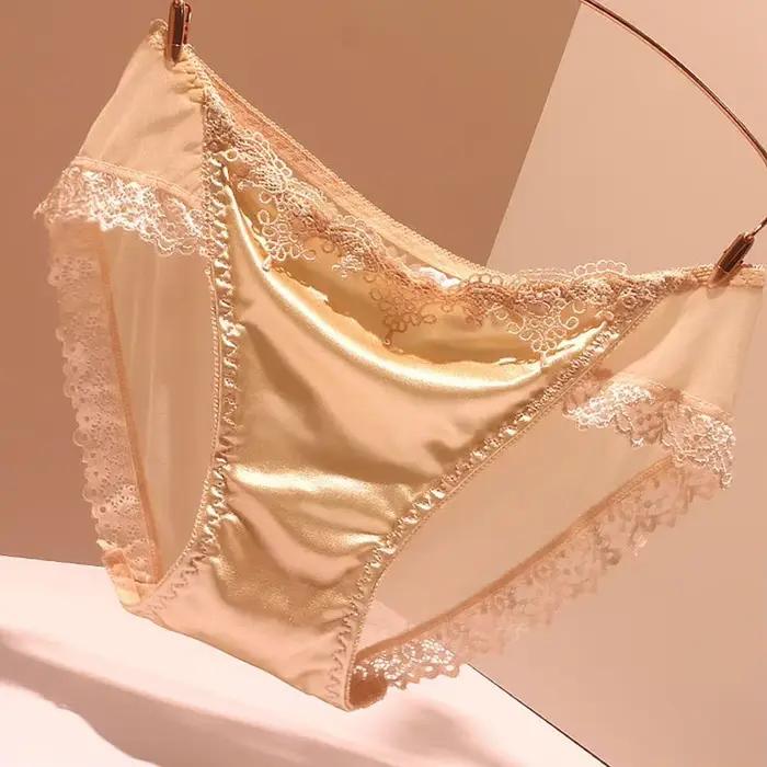 Culotte femme lisse Sexy Lingerie sans couture caleçon Satin