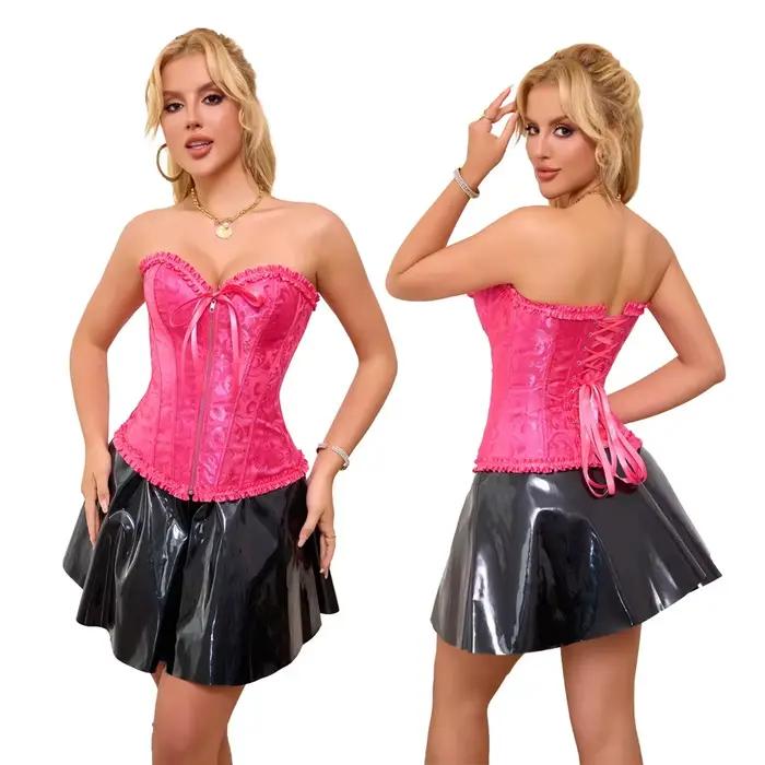 Corset victorien Jacquard avec fermeture éclair