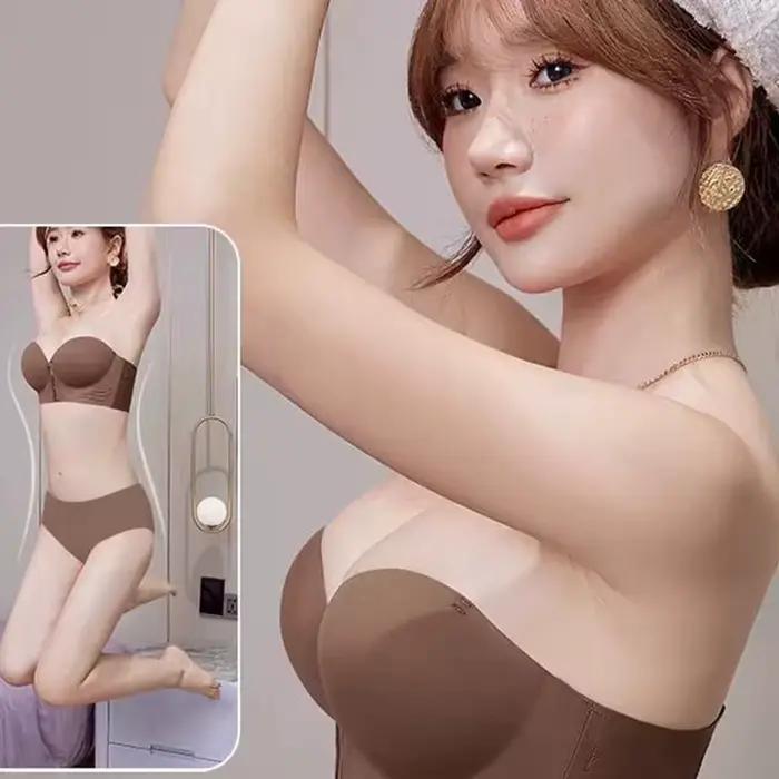 Soutien-gorge sans bretelles à boutons sur le devant pour femmes