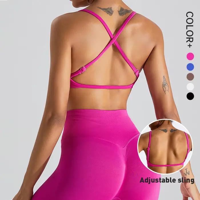 Soutien-gorge de yoga SHINBENE Seamless 2.0 Cloud à bretelles réglables couleurs lavande rouge corail azure café noir pour femmes confort respirant fitness