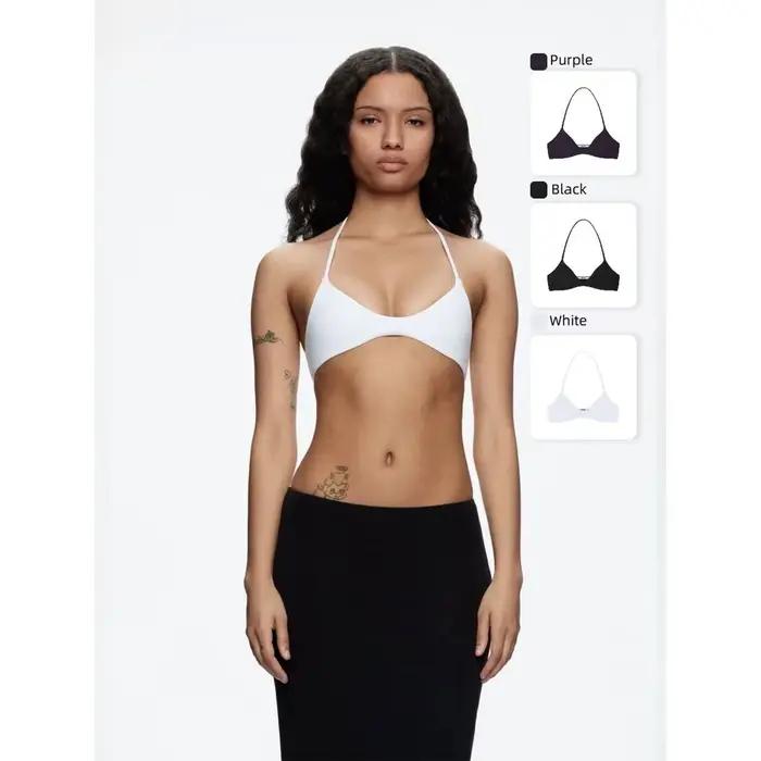 Soutien-gorge blanc pour femme style halter