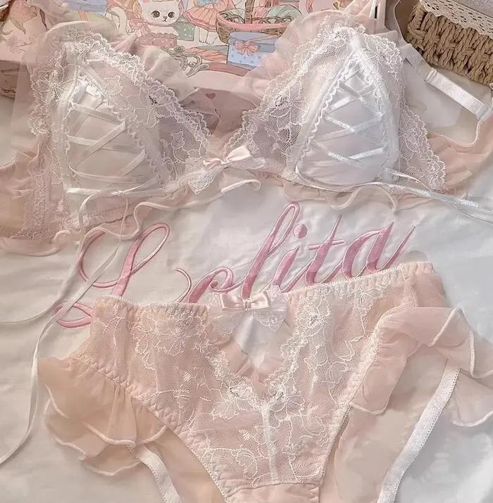 Lolita filles mince mignon dentelle petit soutien-gorge femmes Triangle tasse