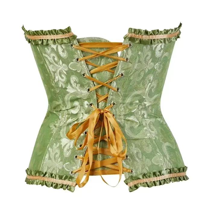 Femmes surbuste Corset Korset Basques Floral dentelle haut Bustier Jacquard Lingerie Corselet
