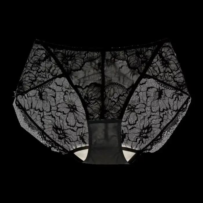 SUJIIN-Culotte en dentelle noire sexy pour femme, sous-vêtement français, taille moyenne, respirante, antifavorable, slip intime, N204