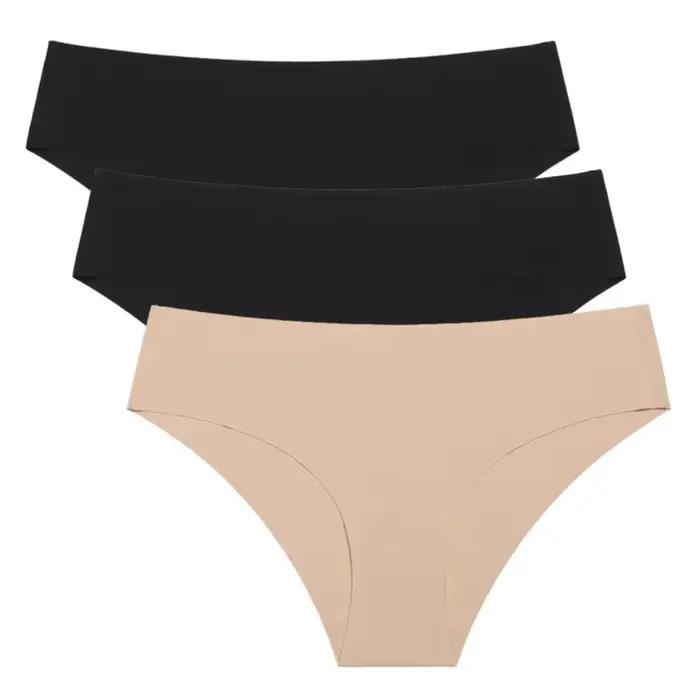 Lot de 3 Culottes Sans Coutures pour Femme – Respirantes, Taille Basse, Sexy, en Soie Unie – Lingerie Féminine