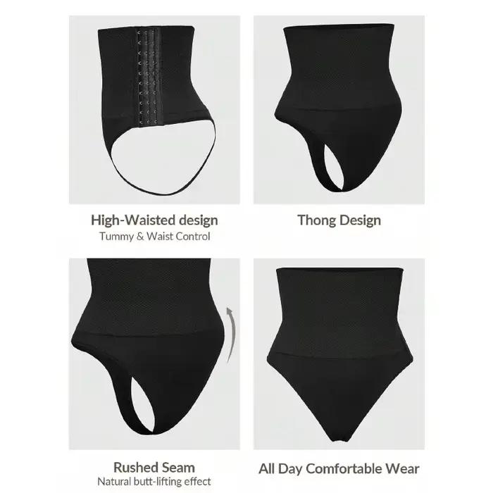 Culotte gainante taille haute amincissante effet ventre plat avec crochets